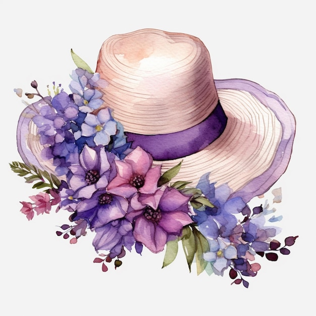 Un cappello con dei fiori e un cappello con sopra la scritta "primavera".