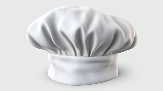 Un cappello da chef bianco isolato su uno sfondo bianco puro