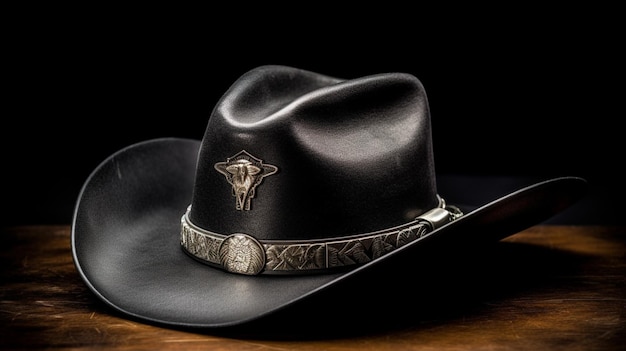 Un cappello da cowboy con fascia in pelle e argento