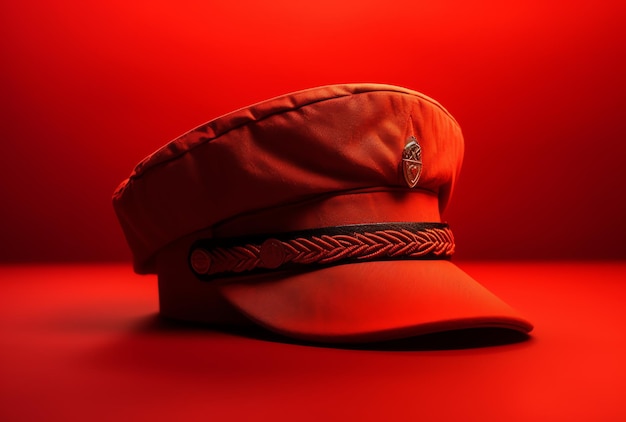 Un cappello rosso con una fascia nera