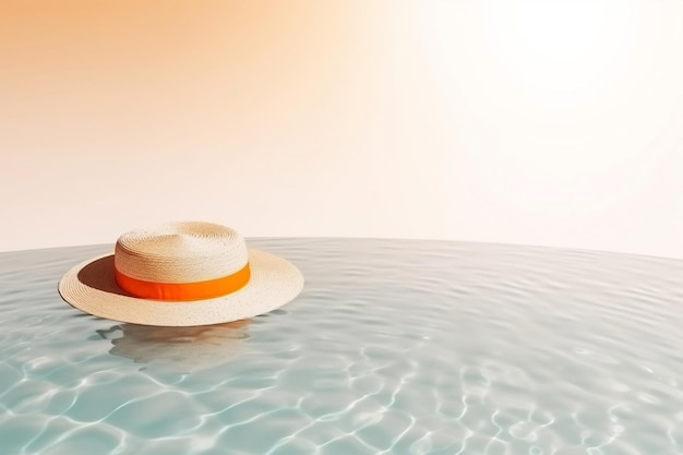 Un cappello su una spiaggia con uno sfondo arancione