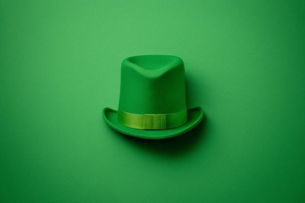 Un cappello verde con una fascia d'oro è su uno sfondo verde.