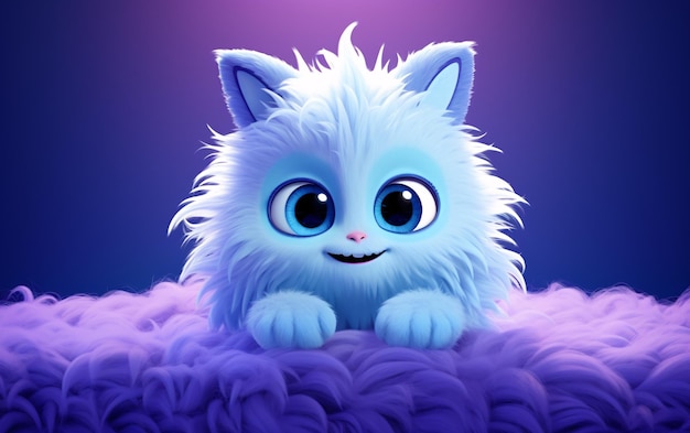 Un carino gatto blu e bianco con un grande sorriso AI generativa