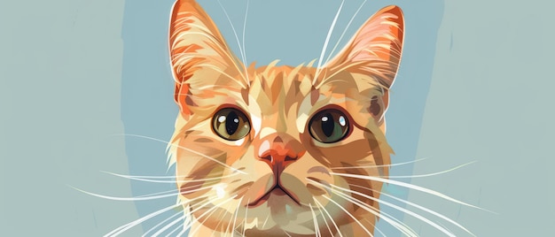 Un carino gatto rosso con grandi occhi verdi sta guardando la telecamera con un'espressione curiosa sul suo viso Il gatto ha un mantello arancione chiaro con zampe bianche e una pancia bianca La sua coda è arrotolata intorno a lui