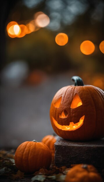 un carino jackolantern con occhi piccoli adorabili e un'espressione cattiva Halloween