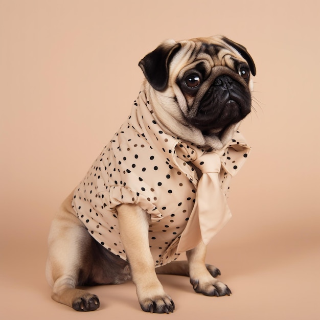 Un carlino con una maglietta che dice "sono un cane"