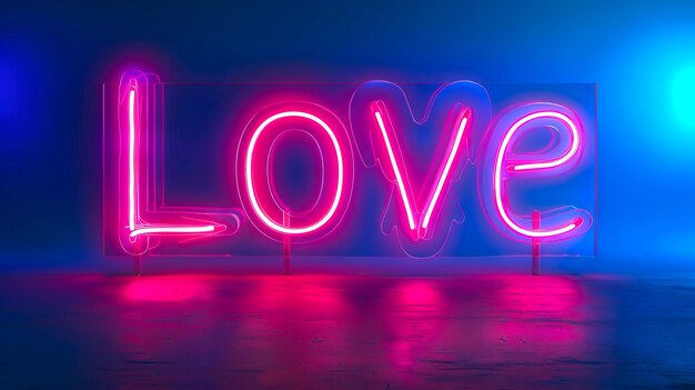 Un cartello al neon d'amore in una stanza buia