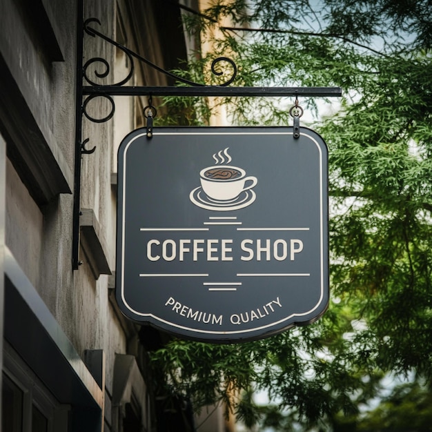 un cartello per una caffetteria che dice caffetteria