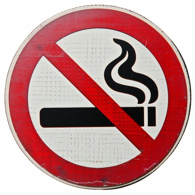 un cartello proibito di fumare su uno sfondo bianco