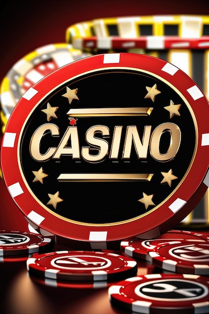 un cartello rosso del casinò con stelle dorate sopra