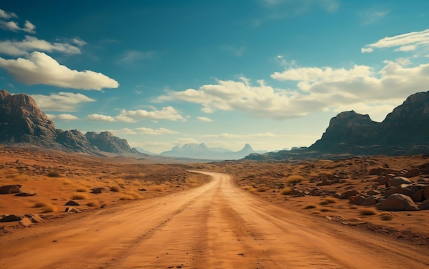 Un cartello stradale in mezzo a un'AI nel deserto