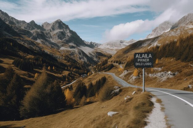 Un cartello stradale sul fianco di una montagna IA generativa