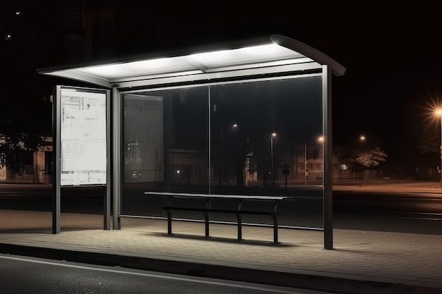 Un cartellone pubblicitario vuoto vuoto a una fermata dell'autobus