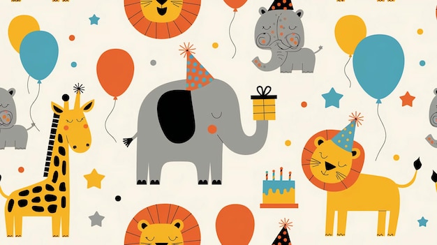 un cartone animato di un elefante con un cappello da festa
