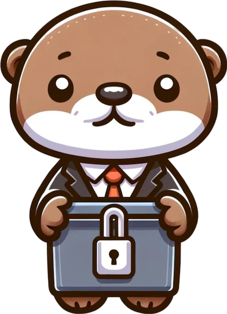 un cartone animato di un orso con una serratura e una chiave