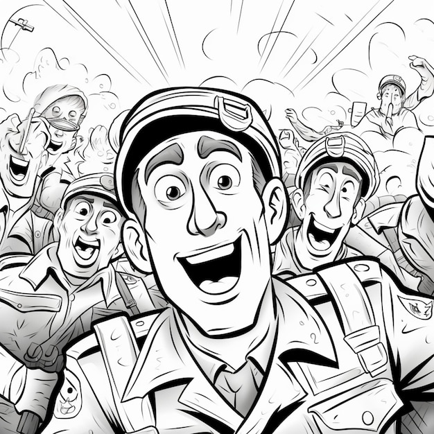 Un cartone animato di un poliziotto con un'espressione sorpresa.