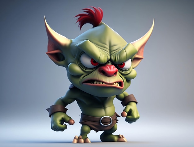 Un cartone animato di un troll verde con un naso rosso