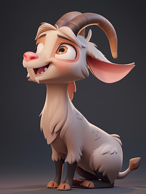 Un cartone animato di una capra con corna e corna