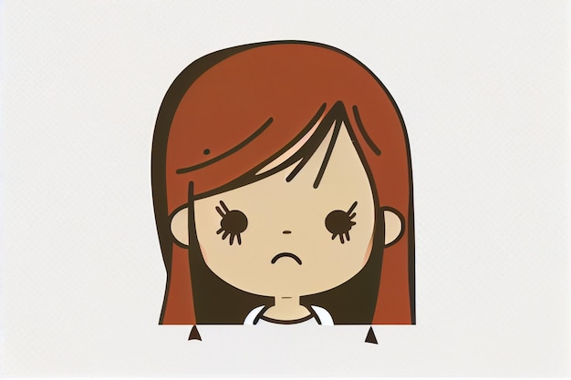 Un cartone animato di una ragazza con una faccia triste.