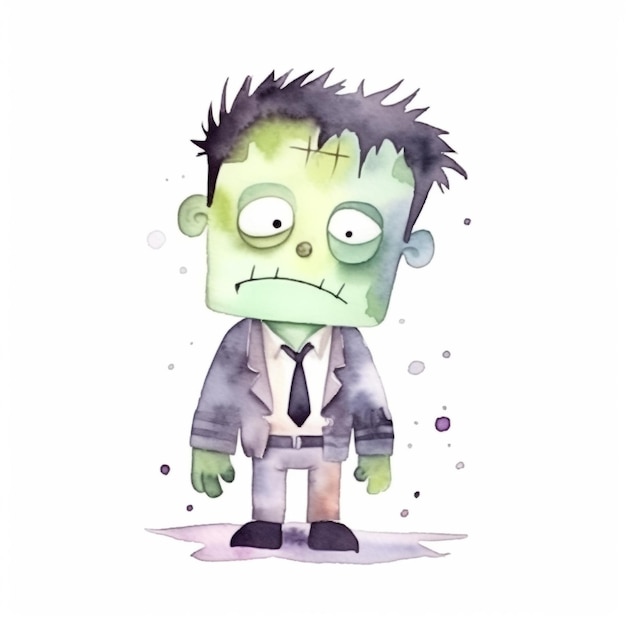 Un cartone animato di uno zombi con una cravatta che dice "sono uno zombi".