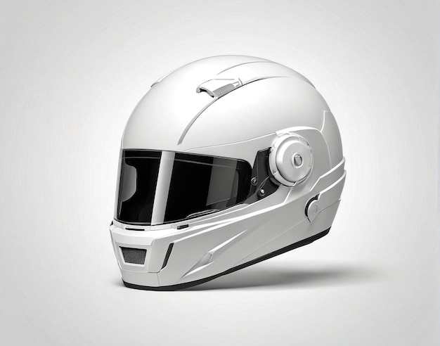 un casco bianco su uno sfondo grigio