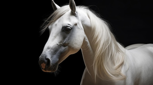 un cavallo bianco dalla lunga criniera