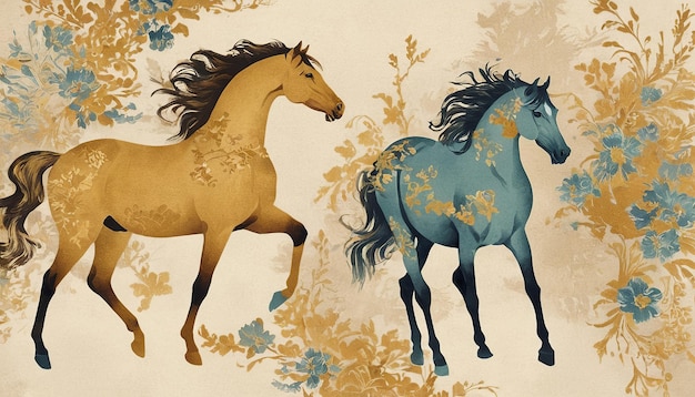 un cavallo con una criniera blu e una criniere nera