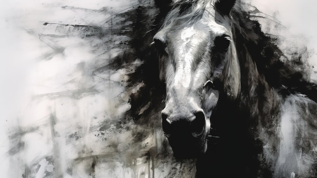 Un cavallo con una nuvola di fumo Generative AI Art