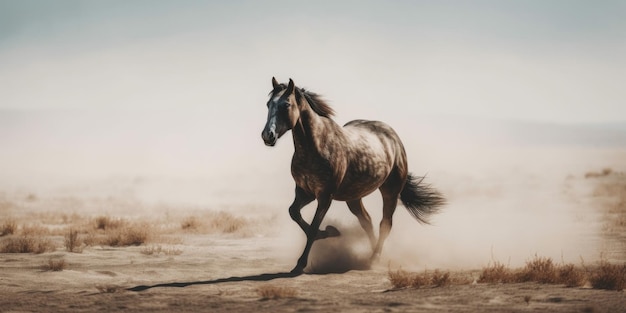 Un cavallo corre nella sporcizia Immagine di intelligenza artificiale generativa