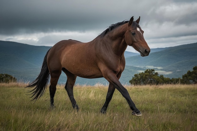 Un cavallo da baia solitario