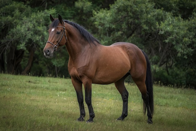 Un cavallo da baia solitario