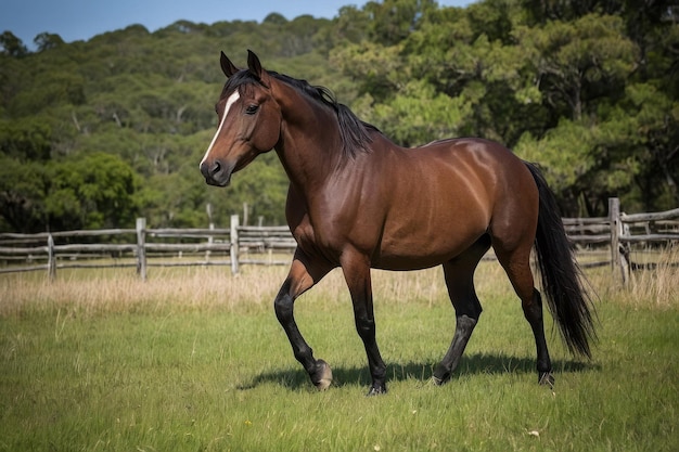 Un cavallo da baia solitario