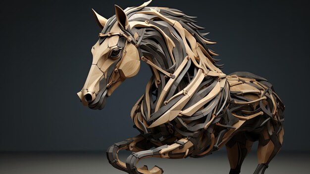un cavallo fatto di carta che ha un cavallo su di esso