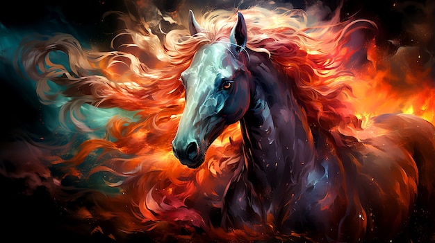 Un cavallo magico astratto su uno sfondo luminoso