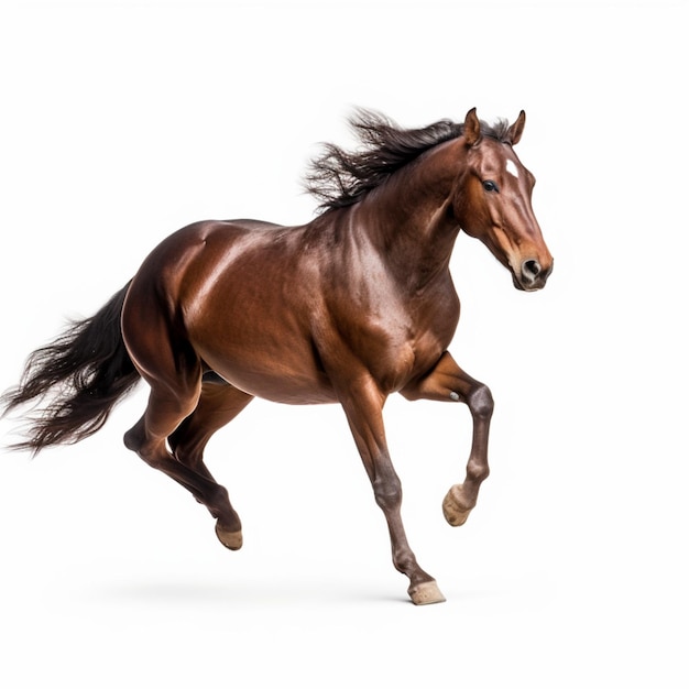 Un cavallo marrone con una coda nera e una coda nera
