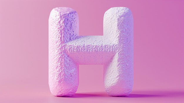 un cavallo rosa e bianco fatto di schiuma con la lettera h su di esso 3D rendering lettera H 3D stile deco