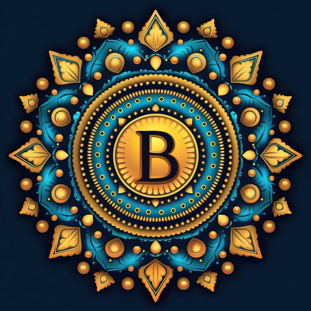 un cerchio blu e oro con sopra la lettera b