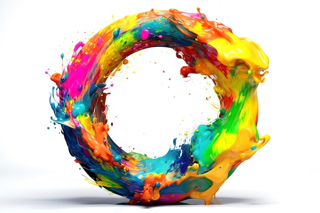 Un cerchio colorato con la lettera o dipinta in diversi colori.