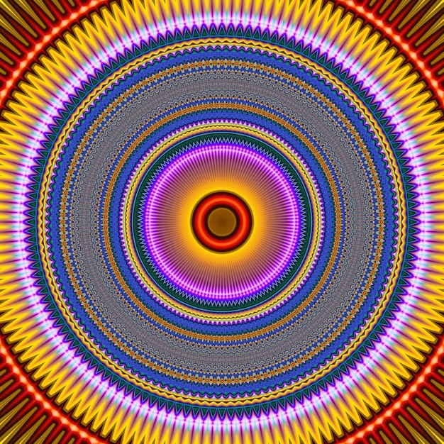 Un cerchio colorato con un cerchio rosso al centro.