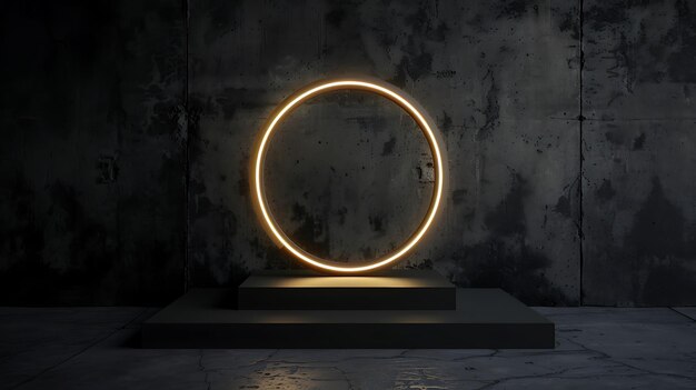 un cerchio con una luce intorno ad esso è illuminato da una luce gialla brillante