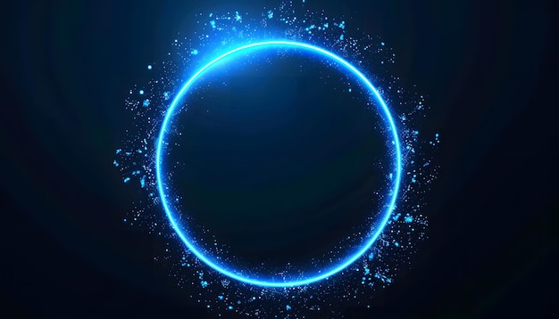 un cerchio con uno sfondo blu e uno spazio per il testo