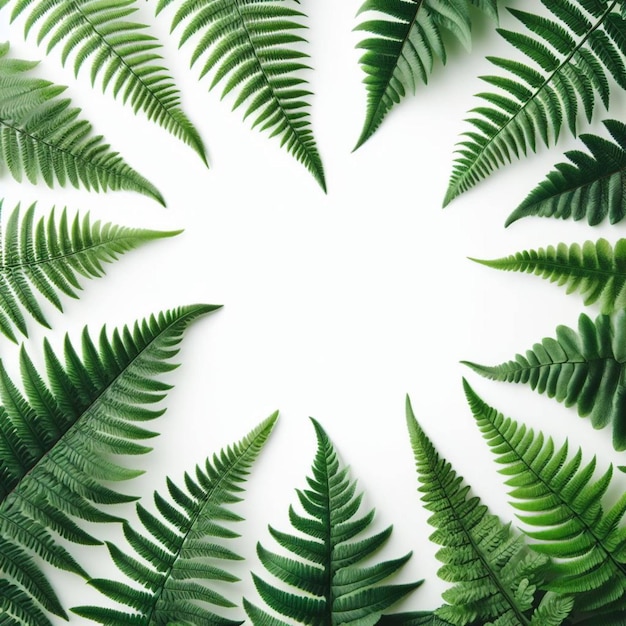 un cerchio di foglie verdi con uno sfondo bianco