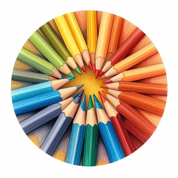 un cerchio di matite con un cerchio di diversi colori.