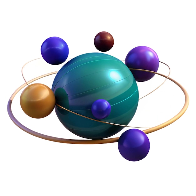 un cerchio di palle colorate con un circolo di blu e arancione