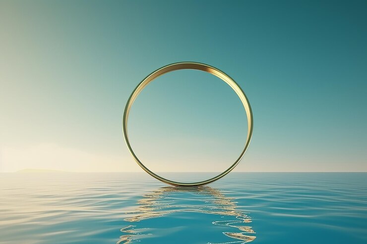 un cerchio nell'acqua è in mezzo all'oceano