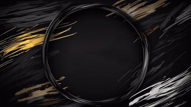 Un cerchio nero con vernice oro e nera sopra