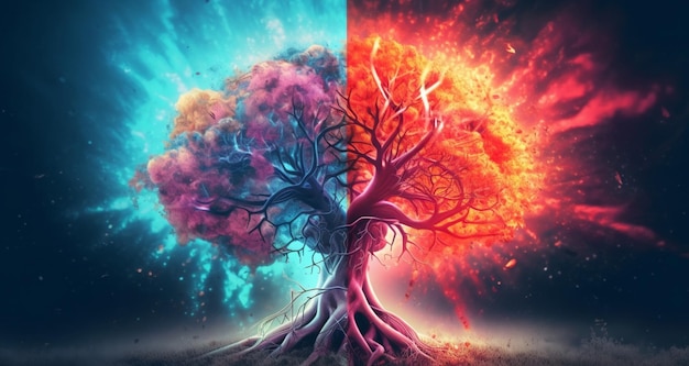 Un cervello color arcobaleno e l'albero del cervello