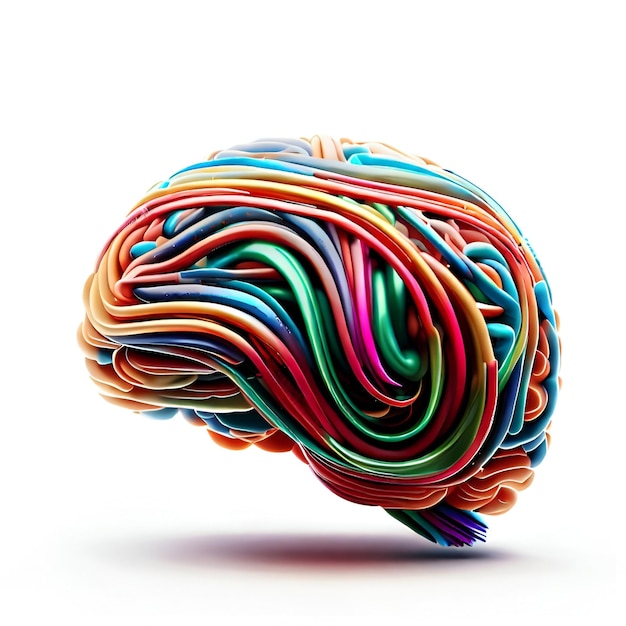 Un cervello colorato fatto di fili generativi ai