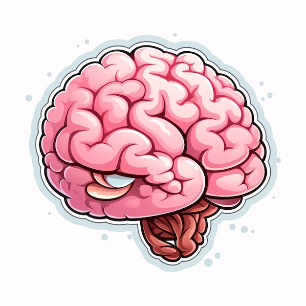 un cervello di cartone animato con uno sfondo bianco