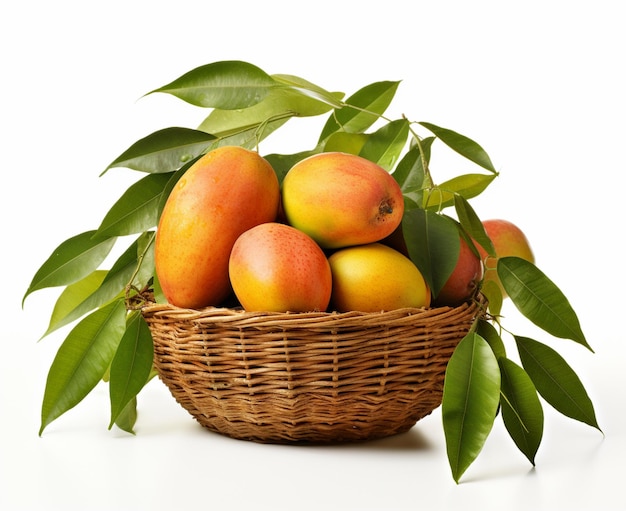 Un cestino di mango fresco dal giardino